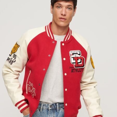 Red And White Varsity Jacket Mens