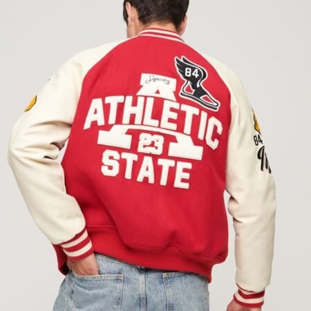 Red And White Varsity Jacket Mens