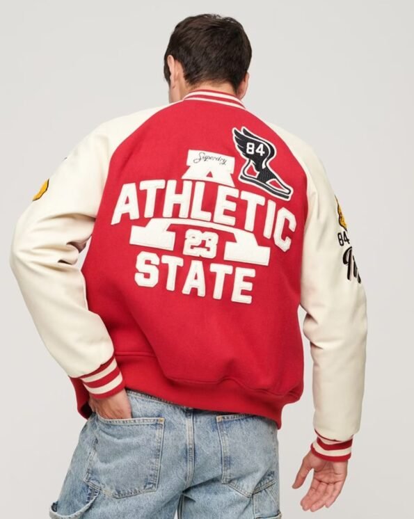 Red And White Varsity Jacket Mens