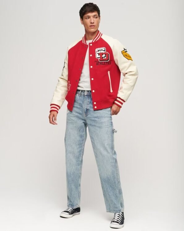 Red And White Varsity Jacket Mens