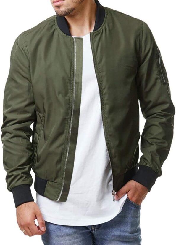 army green varsity jacket