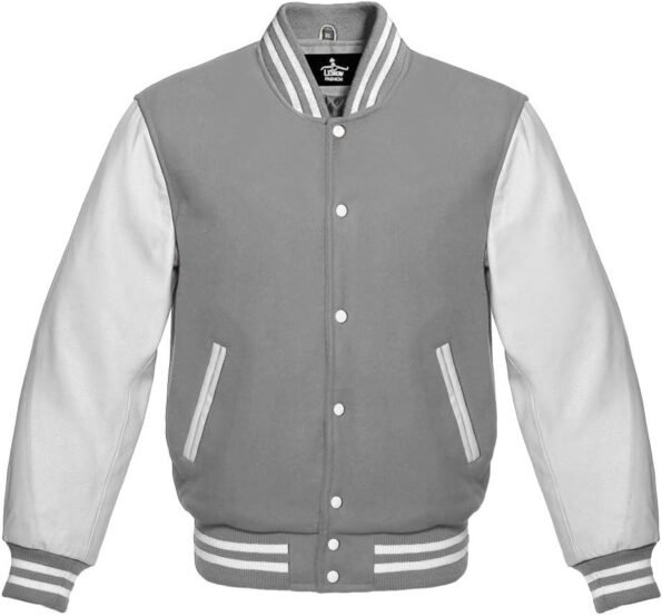 grey varsity jacket men's