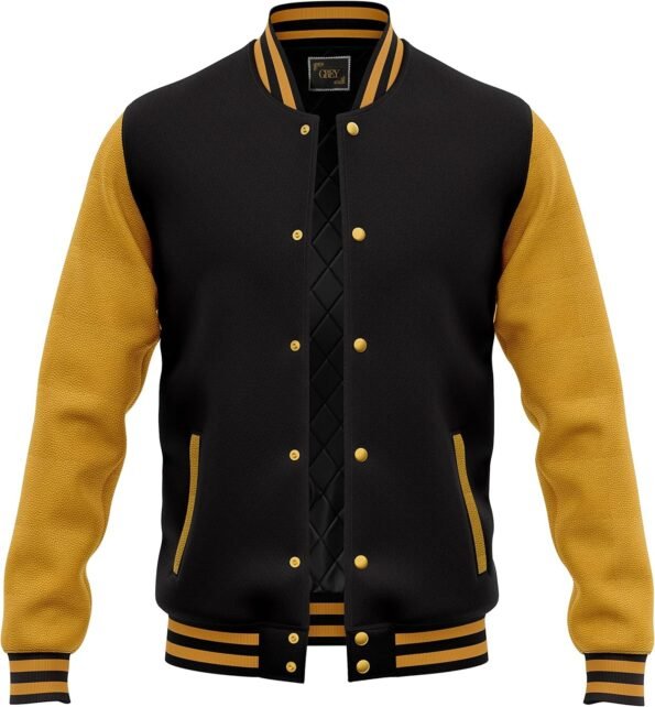 black and gold varsity jacket