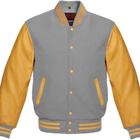 Grey And Gold Varsity Jacket