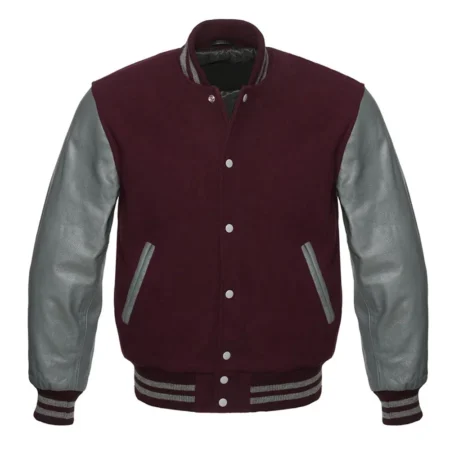 Maroon And Grey Varsity Jacket