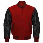 Maroon Varsity Jacket With Black Sleeves