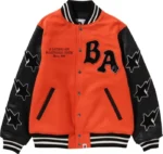 Bape A Bathing Ape Orange Relaxed Fit Varsity Jacket