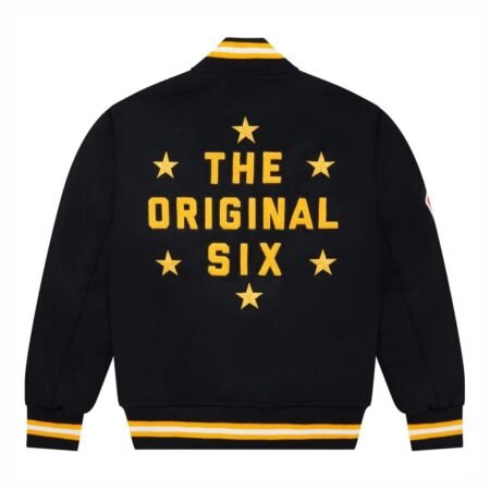 Boston Bruins OVO x NHL Black Full-Snap Varsity Jacket