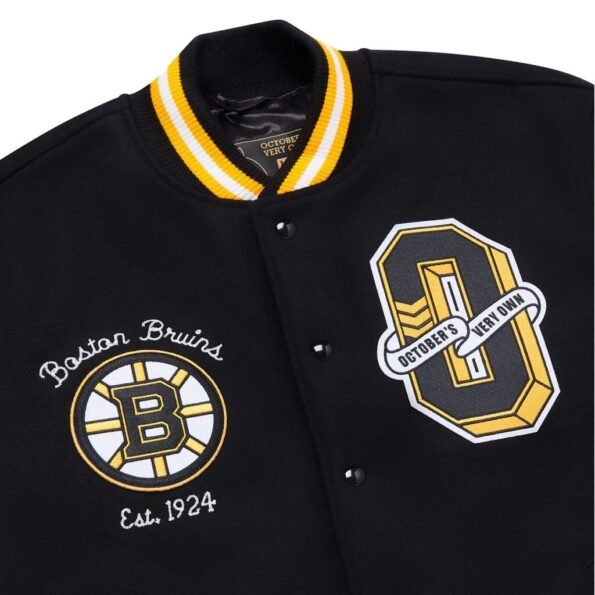 Boston Bruins OVO x NHL Black Full-Snap Varsity Jacket