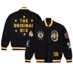 Boston Bruins OVO x NHL Black Full-Snap Varsity Jacket