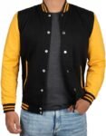 Mens Baseball Black And Yellow Varsity Jacket