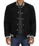 Mens Baseball Style Black Varsity Jacket