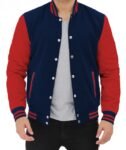 Mens Baseball Style Red And Blue Varsity Jacket