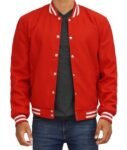 Mens Baseball Style Red Varsity Jacket