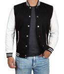 Mens Black And White Varsity Jacket