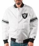 Men’s Button Up Raiders Varsity White Jacket