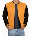 Mens Yellow And Black Varsity Jacket