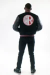 Men's “simply Powerful” Black And Red Varsity Jacket