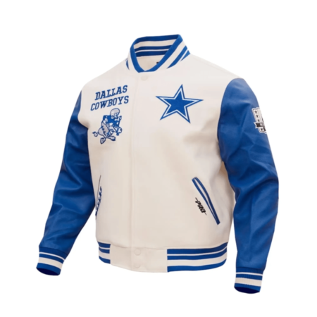 NFL Dallas Cowboys White And Blue Varsity Jacket