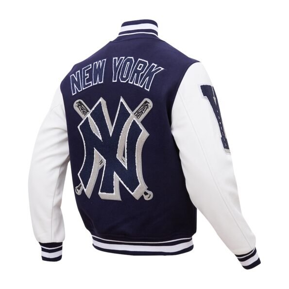 New York Yankees Pro Standard Mash Up Logo Blue & White Varsity Jacket