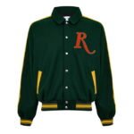 Rhude Raglan Green Wool Varsity Jacket