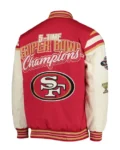San Francisco 49ers G-III Sports Full-Snap Red Cream Wool & Leather Varsity Jacket