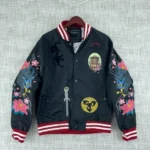 Silence Black Polyester Bomber Jacket