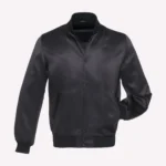 Solid Black Satin Varsity Jacket