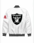 White NFL Team Las Vegas Raiders Satin Jacket