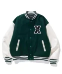 Xlarge Green And White Wool Varsity Jacket