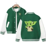 Yoda Baseball Green And White Wool Varsity Jacket