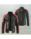 Black White Atlanta Falcons Block Leather Jacket