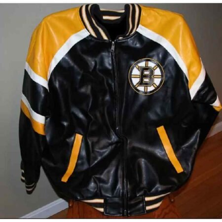 Boston Bruins Black Yellow NHL Leather Jacket