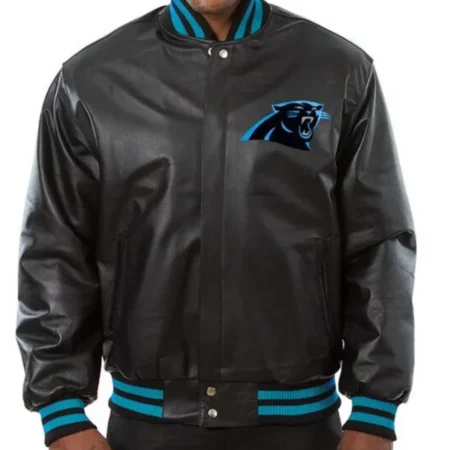 Varsity Carolina Panthers Black Leather Jacket