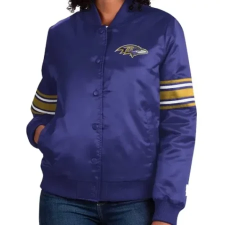 Purple Baltimore Ravens Line Up Full-Snap Satin Jacket