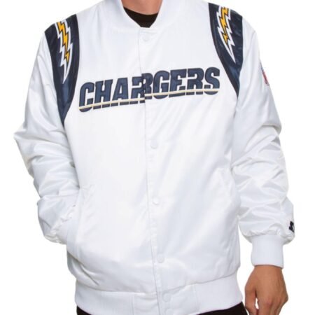 Men’s Chargers White Satin Jacket
