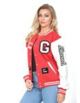 Red And White Women Varsity Jacket