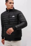 Black Puffer Bomber Jacket