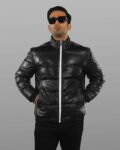 Leather Puffer Jacket Men's