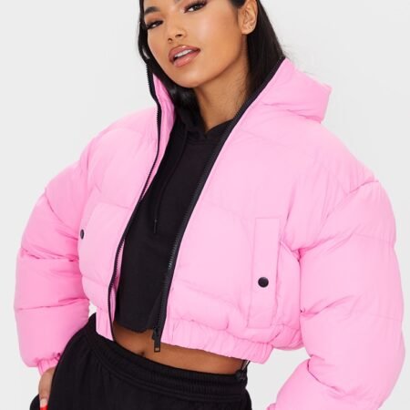 Cropped Puffer Jacket Pink