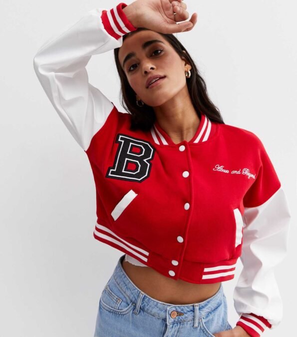 Red White Varsity Jacket Women