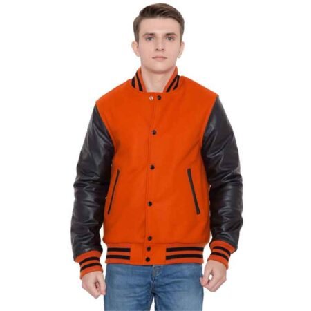 Black And Orange Varsity Jacket