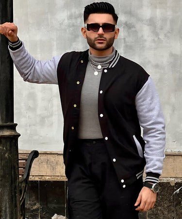 Black And Gray Varsity Jacket