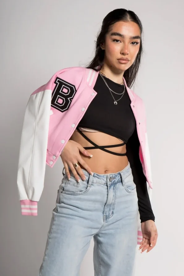 Pink And White Varsity Jacket