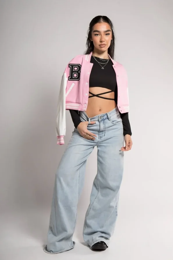 Pink And White Varsity Jacket