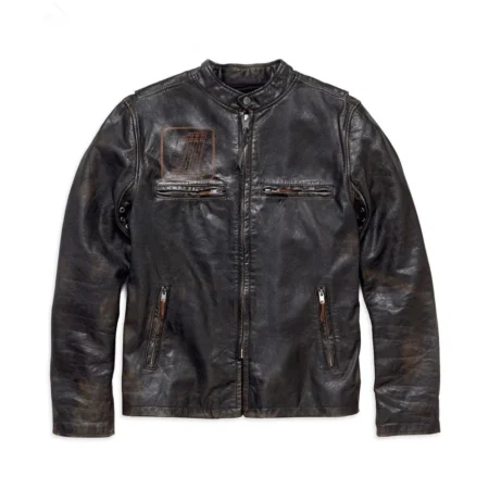Harley-Davidson Mens Speed Distressed Slim Fit Leather Jacket